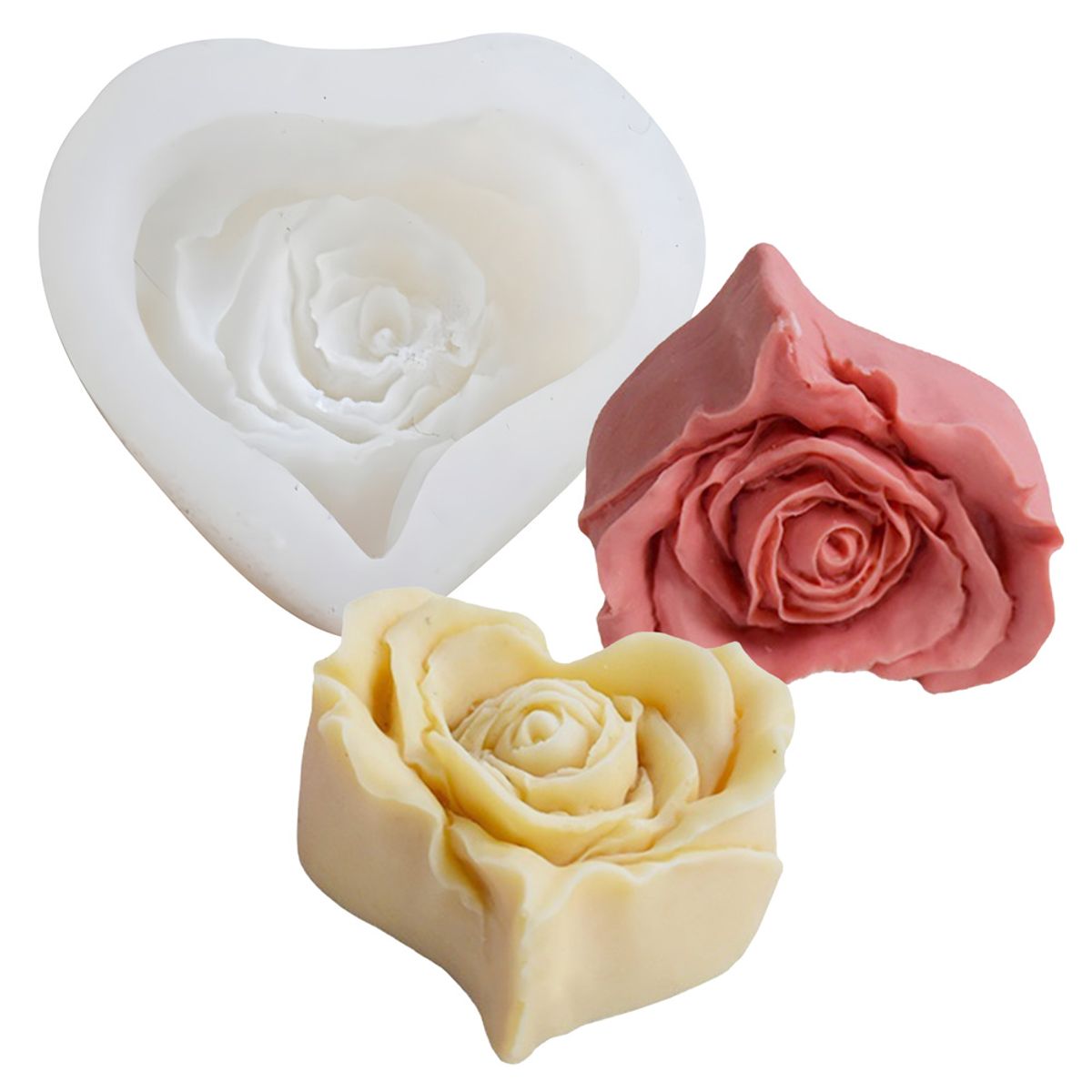 GENERICO - Molde Silicona Para Vela Flor Rosita Rosa Con Forma De Corazón