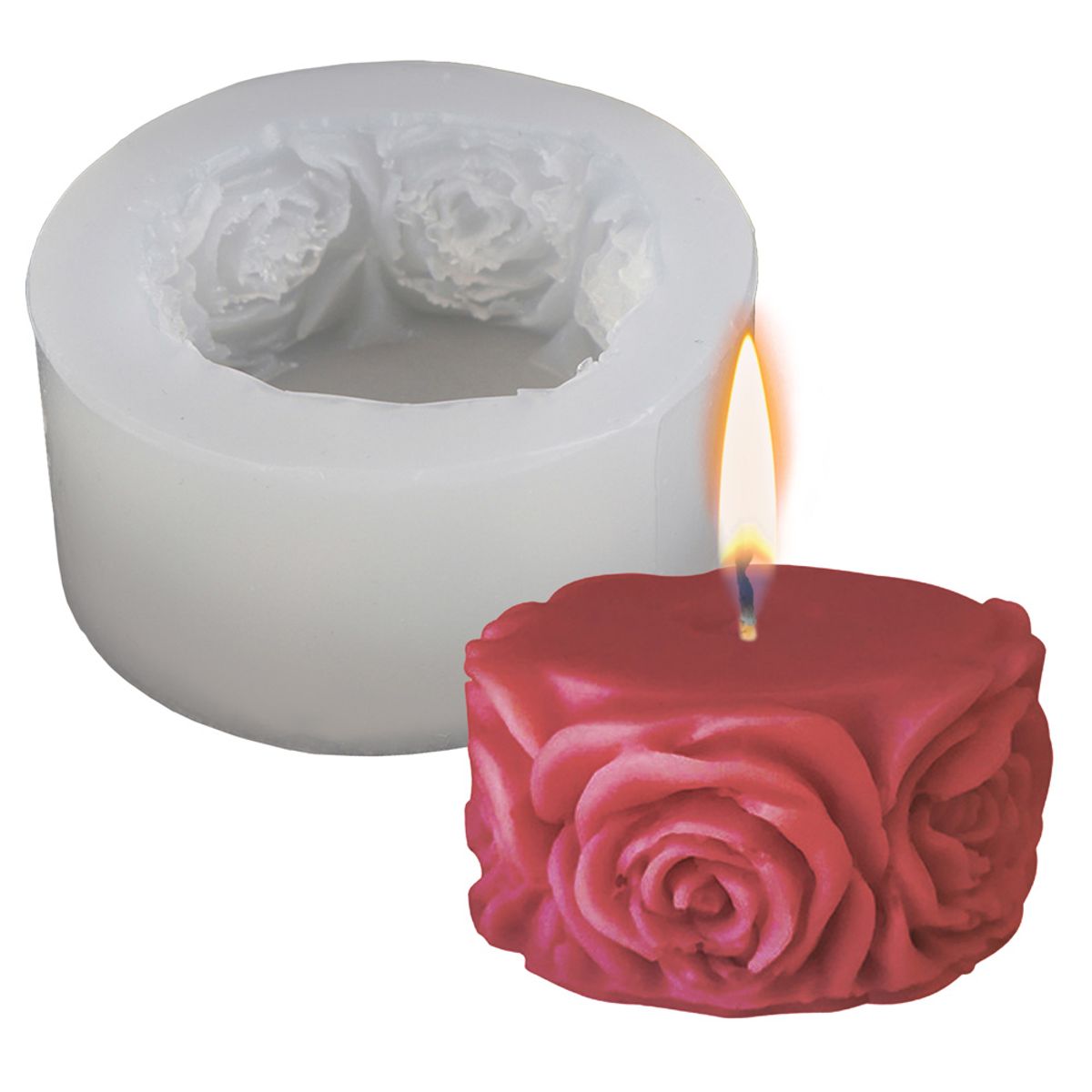 GENERICO - Molde Silicona Para Vela Cilindro Con Diseño De Rositas Rosas 3d
