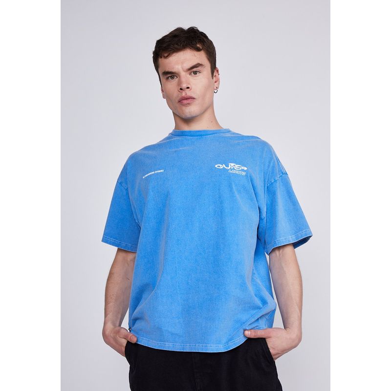 SIOUX - Polera Hombre Azul Lavada Orbita Sioux