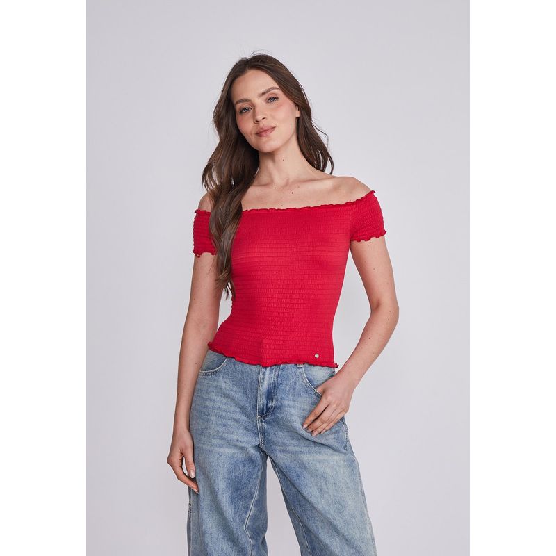 SIOUX - Polera Mujer Rojo Panal Sioux