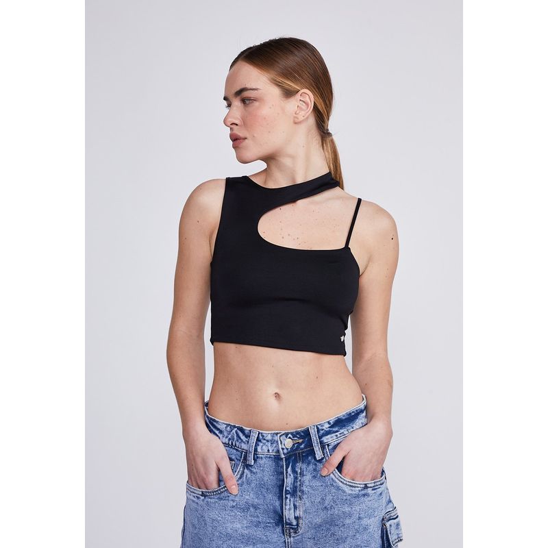 SIOUX - Peto Mujer Negro Escote Ovalado Sioux