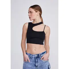 SIOUX - Peto Mujer Negro Escote Ovalado