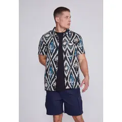 SIOUX - Camisa Hombre Azul Palmeras