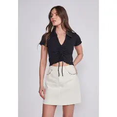 SIOUX - Polera Mujer Negro Cuello Textura