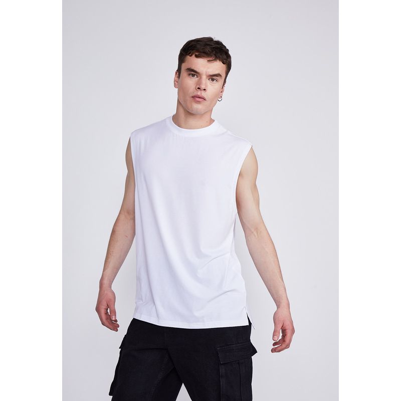 SIOUX - Polera Hombre Blanco Musculosa Oversize Sioux