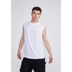 SIOUX - Polera Hombre Blanco Musculosa Oversize