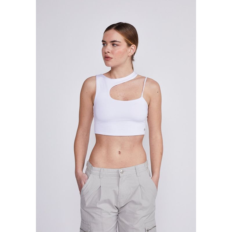 SIOUX - Peto Mujer Blanco Escote Ovalado Sioux