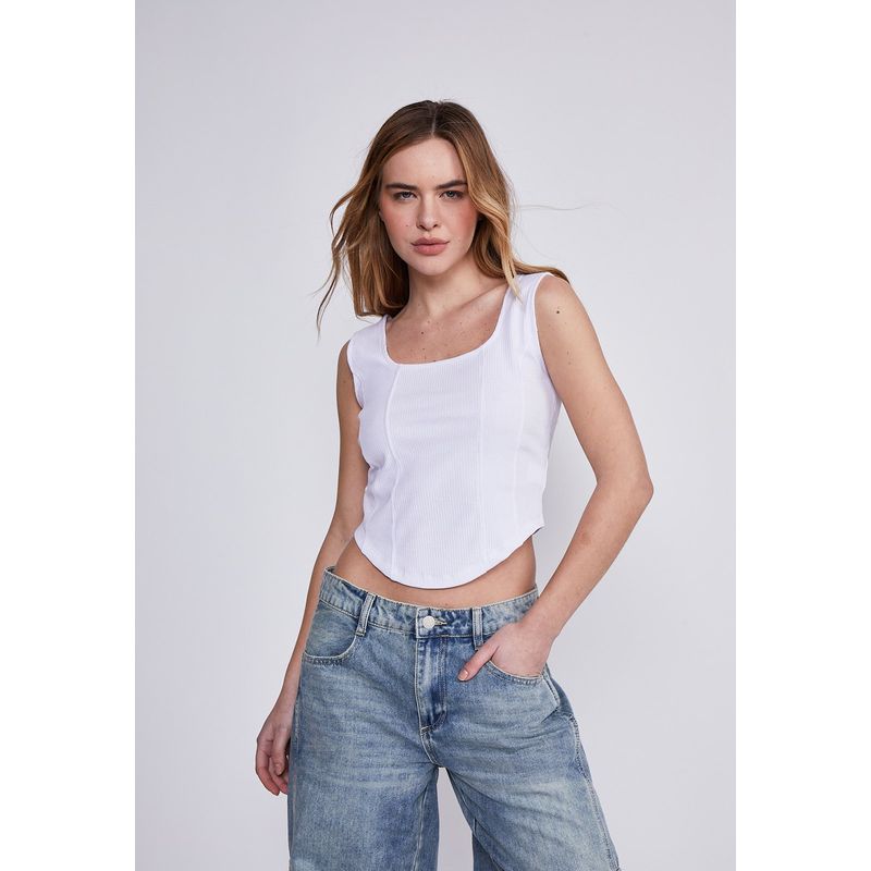 SIOUX - Peto Mujer Blanco Corset Punta Sioux