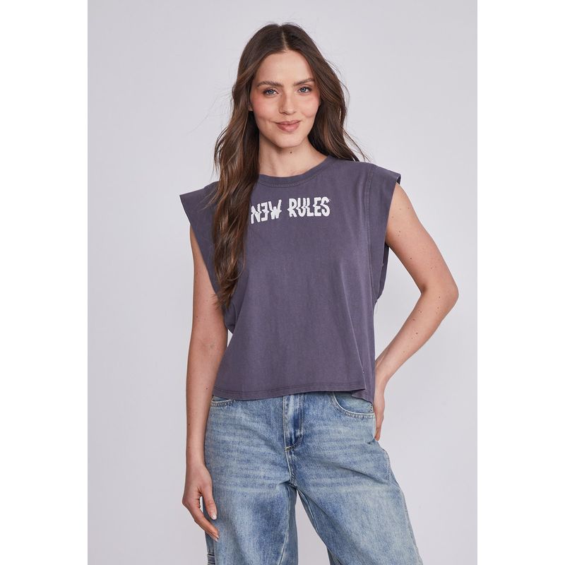 SIOUX - Polera Mujer Acero Vuelos Lavada Sioux