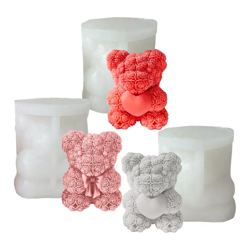 GENERICO - Moldes De Silicona Para Velas Y Jabones Ositos Rosas X3