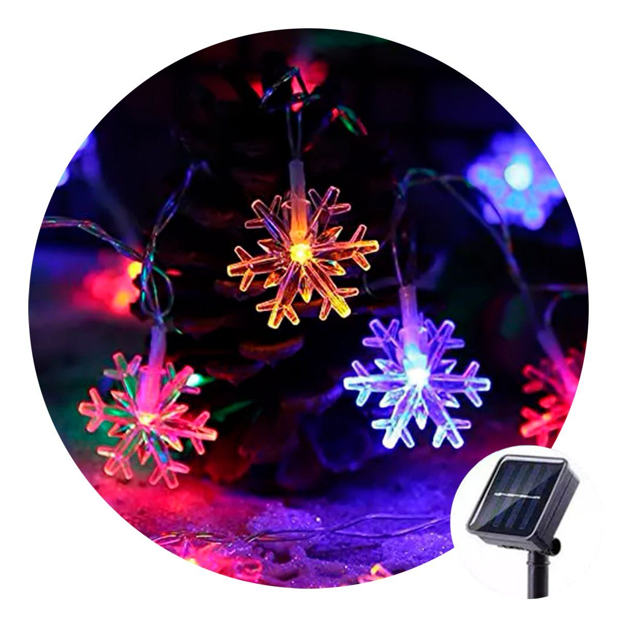 GENERICO - Guirnalda Solar copito de nieve multicolor 5mts