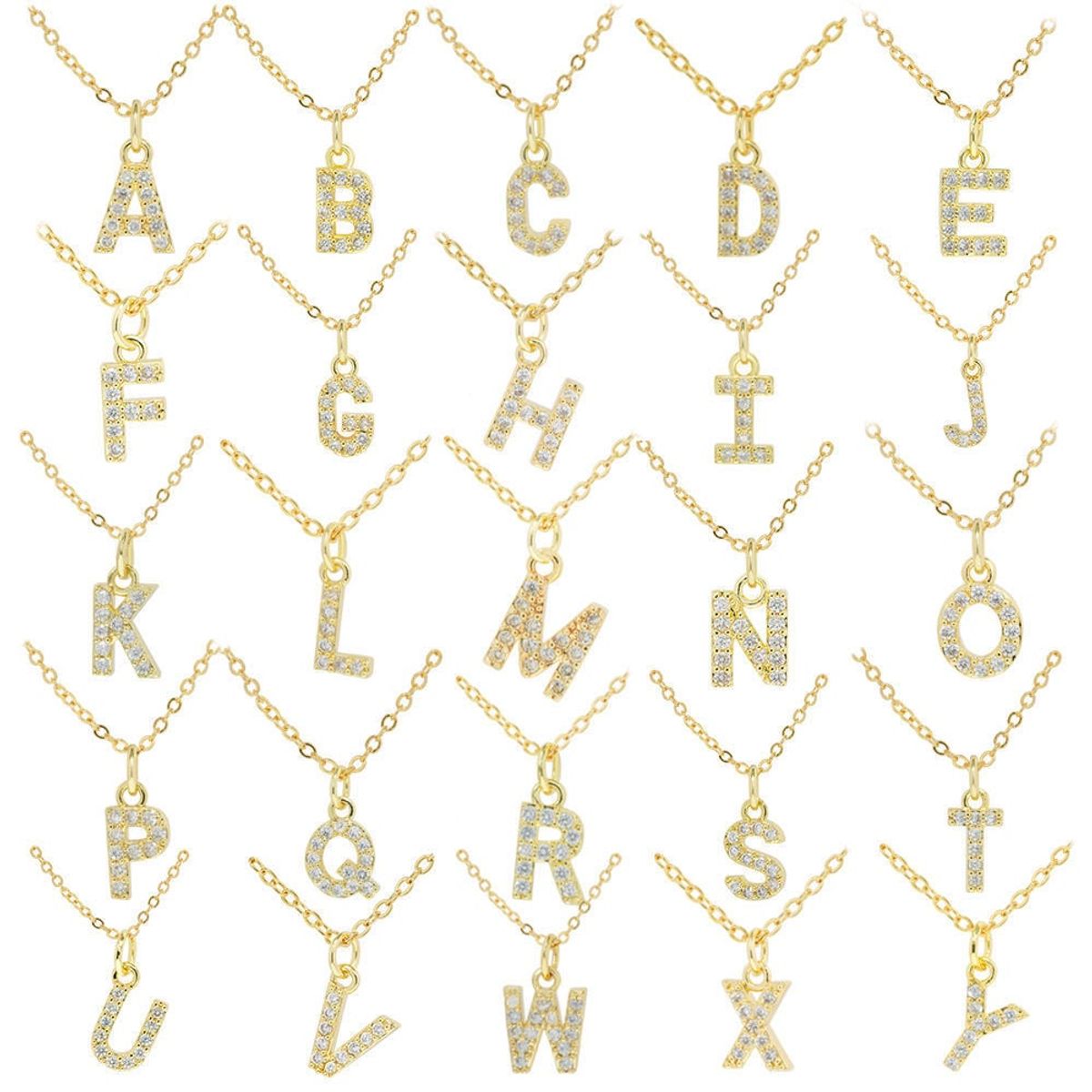 LUX JOYAS - Collar Baño Oro 18k Letra Inicial Brillitos Q