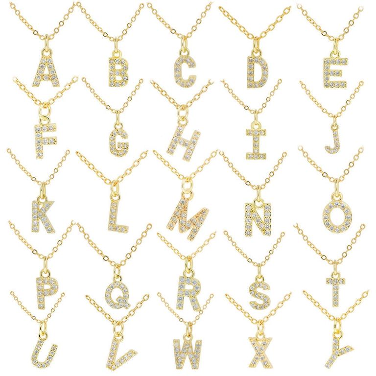 Collar Bano Oro 18k Letra Inicial Brillitos U Dorado TALLA UNICA