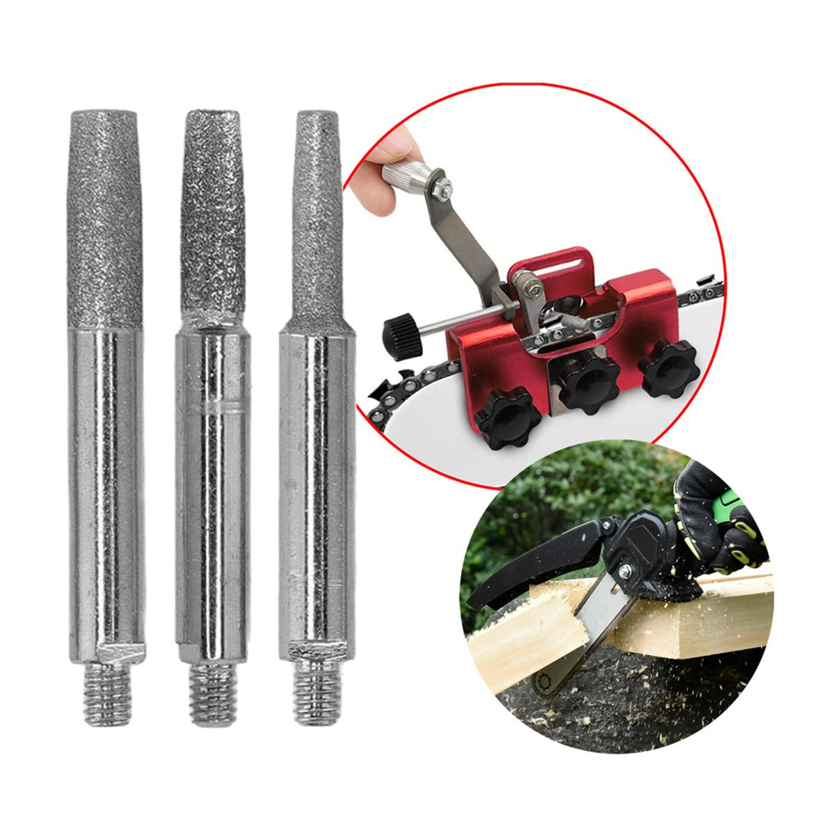 GENERICO - Set 3 Limas Repuestos Afiladora Cadena De Motosierra 4/5/6mm