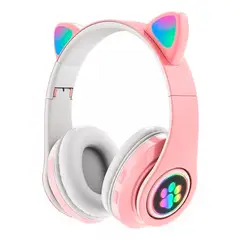 GENERICO - Audífonos Bluetooth Orejas De Gato Rosa
