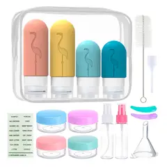 GENERICO - Set Botella De Viaje Dispensadora 17 Contenedores Accesorios
