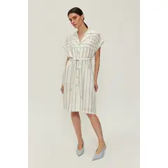 ASH - Vestido Camisero Rayas Lurex Blanco