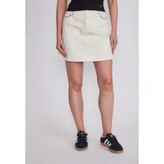 SIOUX - Falda Mujer Crudo Tachas Bolsillo