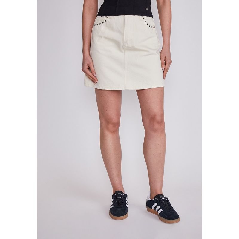 SIOUX - Falda Mujer Crudo Tachas Bolsillo Sioux