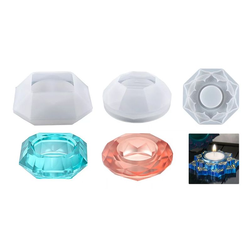 GENERICO - Set 3 Moldes De Silicona Para Portavelas Resina Epóxica Diy