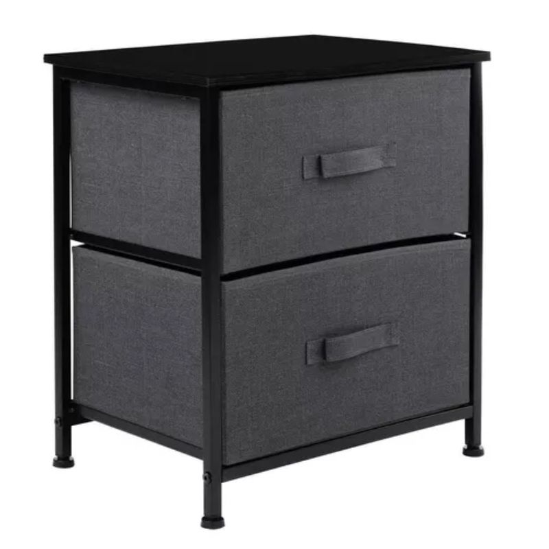 LUMAX - Cajonera Comoda 2 Cajones Organizador Tela Gris con Negro