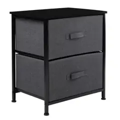 LUMAX - Cajonera Comoda 2 Cajones Organizador Tela Gris con Negro