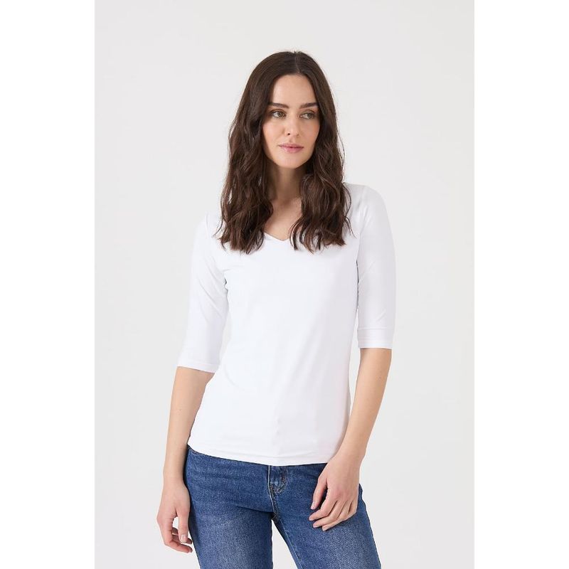 PRIVILEGE - Polera poliamida blanca manga 34 PRIVILEGE - Blanco