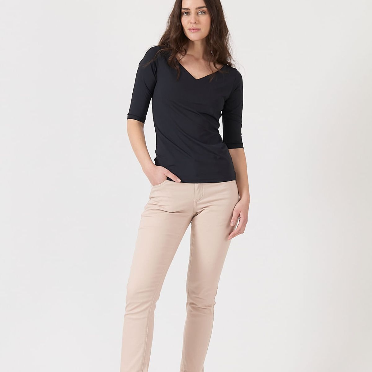 PRIVILEGE - Polera poliamida negra 1553