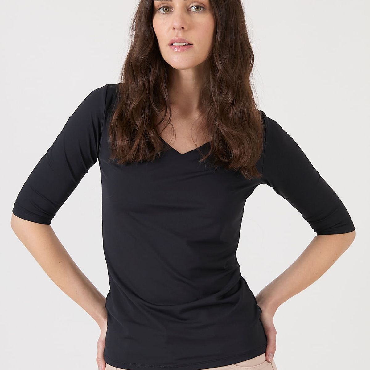 PRIVILEGE - Polera poliamida negra 1553