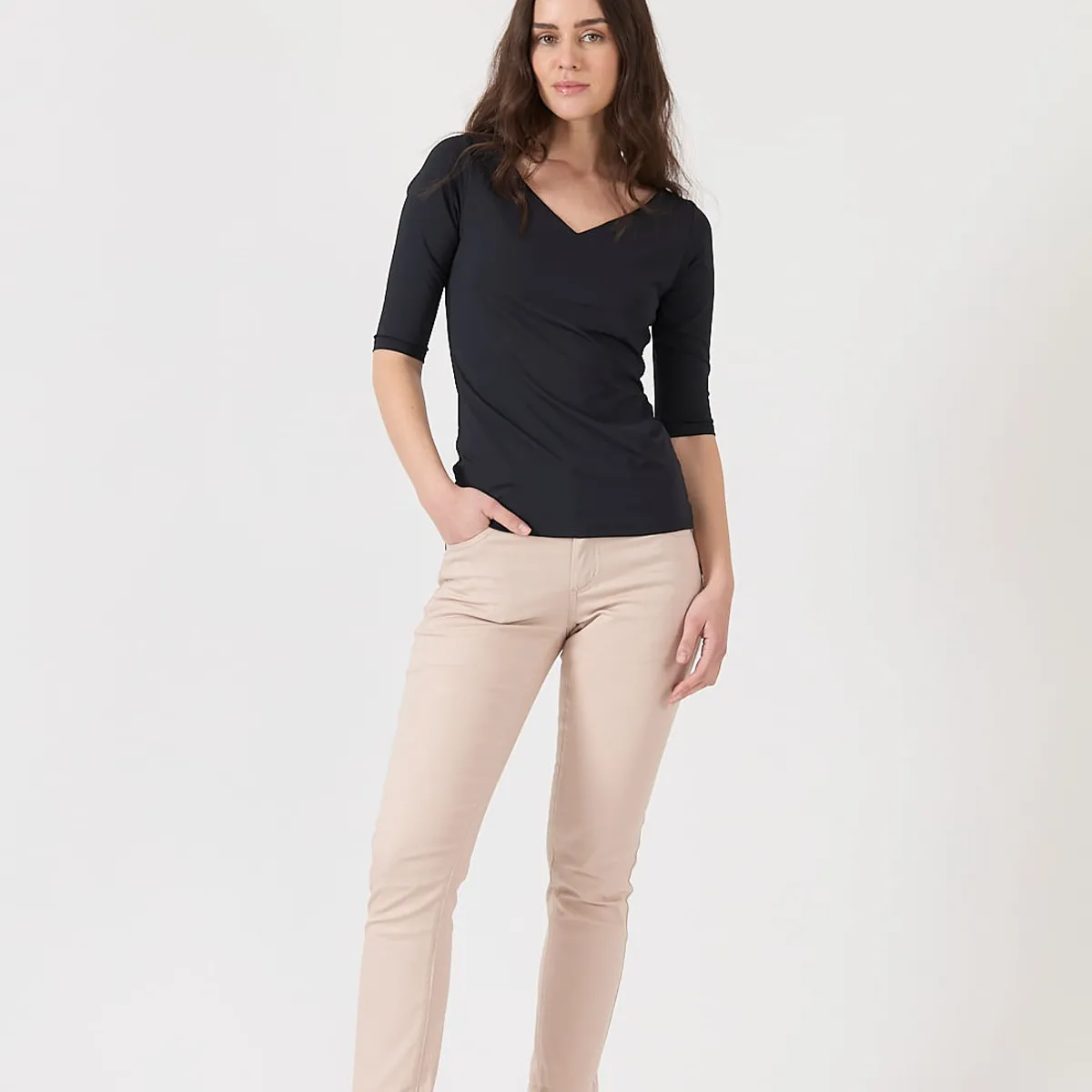 PRIVILEGE - Polera poliamida negra 1553