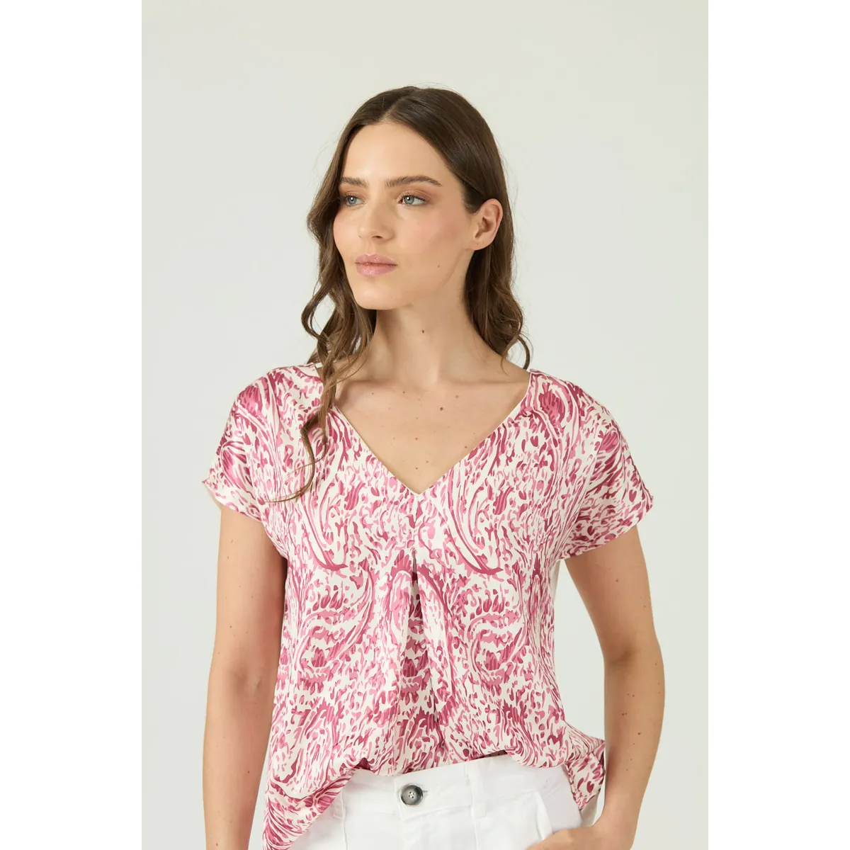 PRIVILEGE - Polera roja estampada 1367