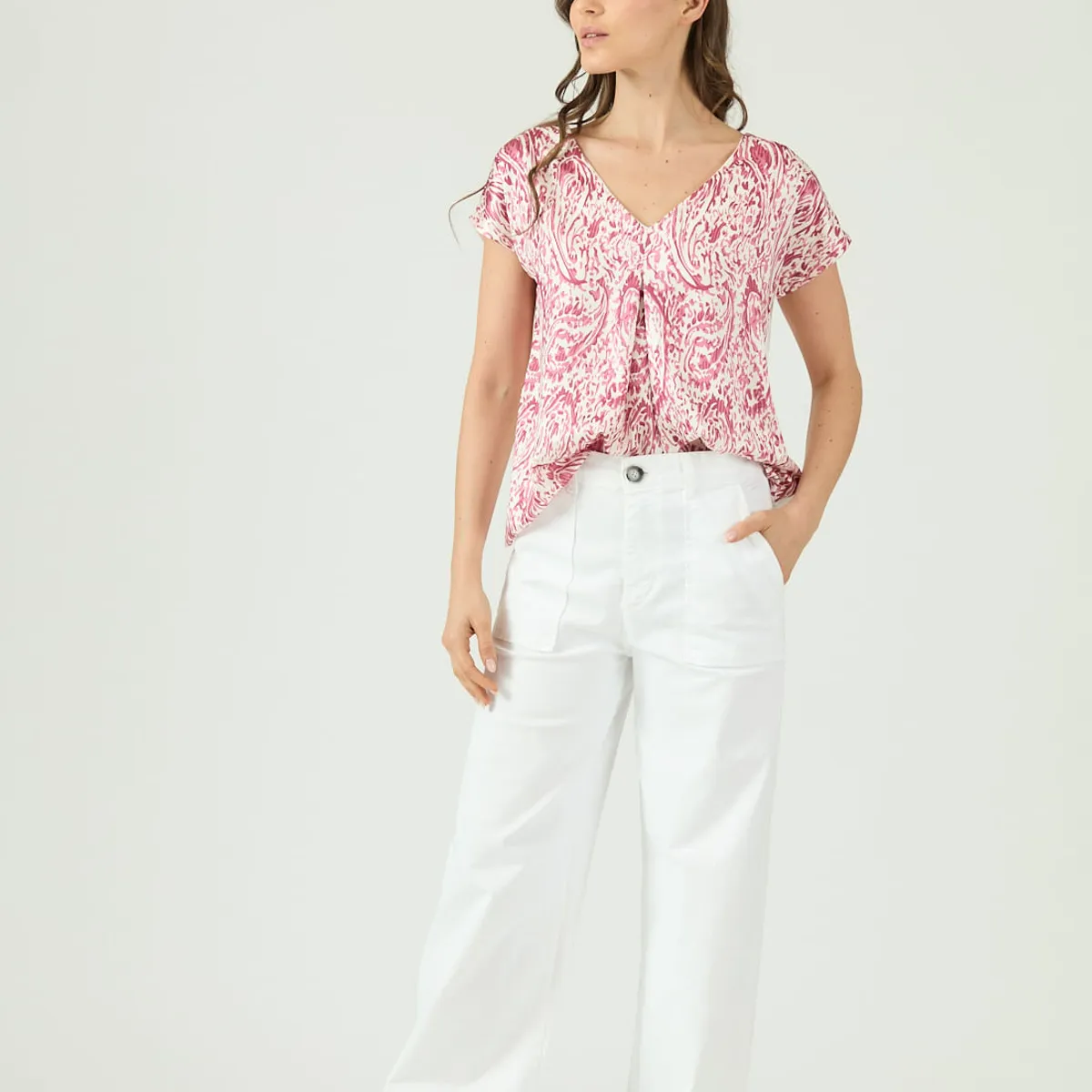 PRIVILEGE - Polera roja estampada 1367