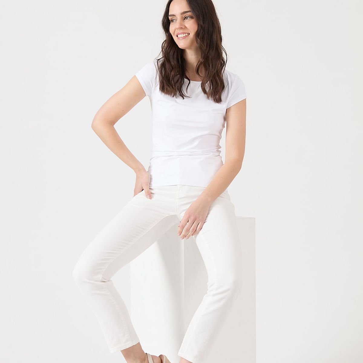 PRIVILEGE - Polera poliamida blanca 1542