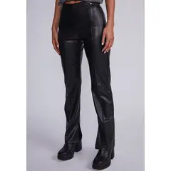 SIOUX - Pantalón Mujer Negro Eco Cuero Sin Pretina
