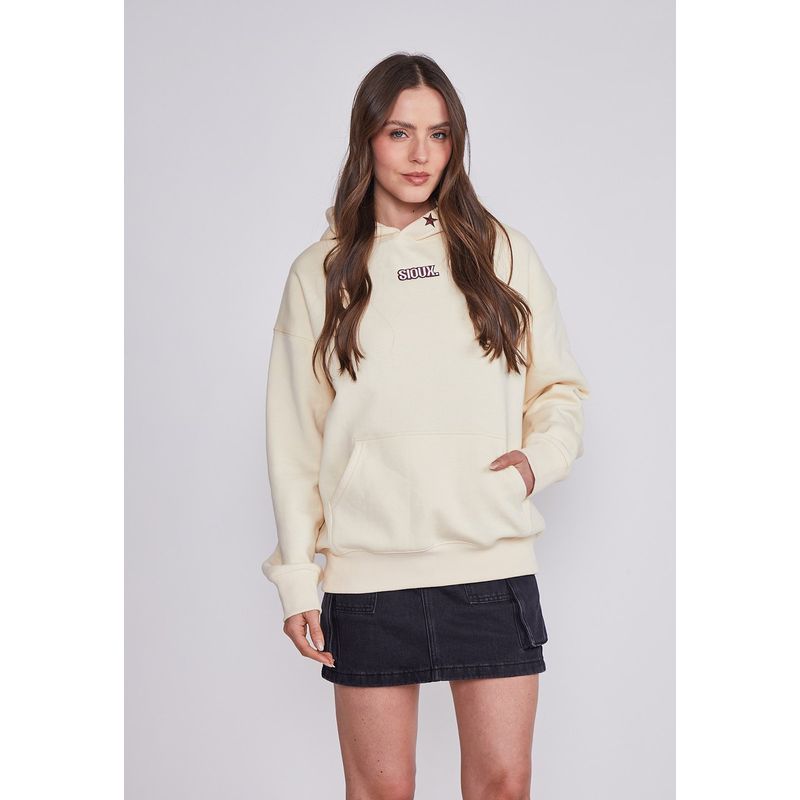 SIOUX - Polerón Mujer Crudo Canguro Oversize Sioux