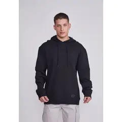 SIOUX - Polerón Hombre Negro Con Gorro Y Cortes