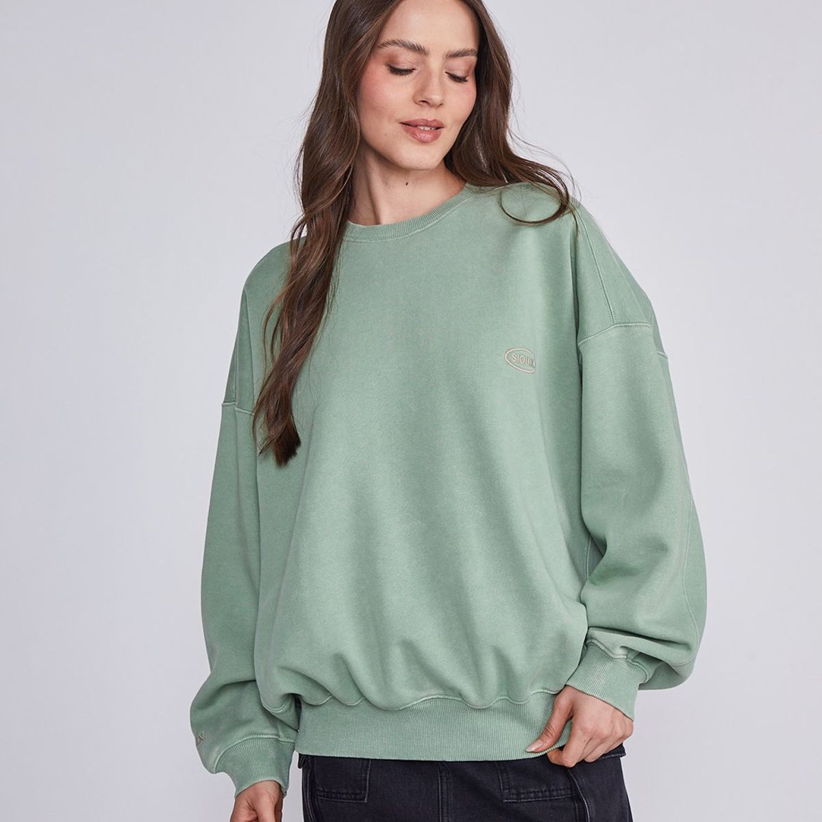 SIOUX - Polerón Mujer Verde Lavado Oxido Sioux