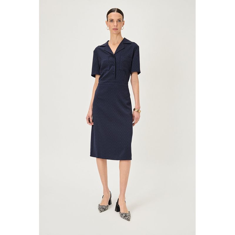 MA GRIFFE - Vestido Largo Azul Marino Mujer Magriffe