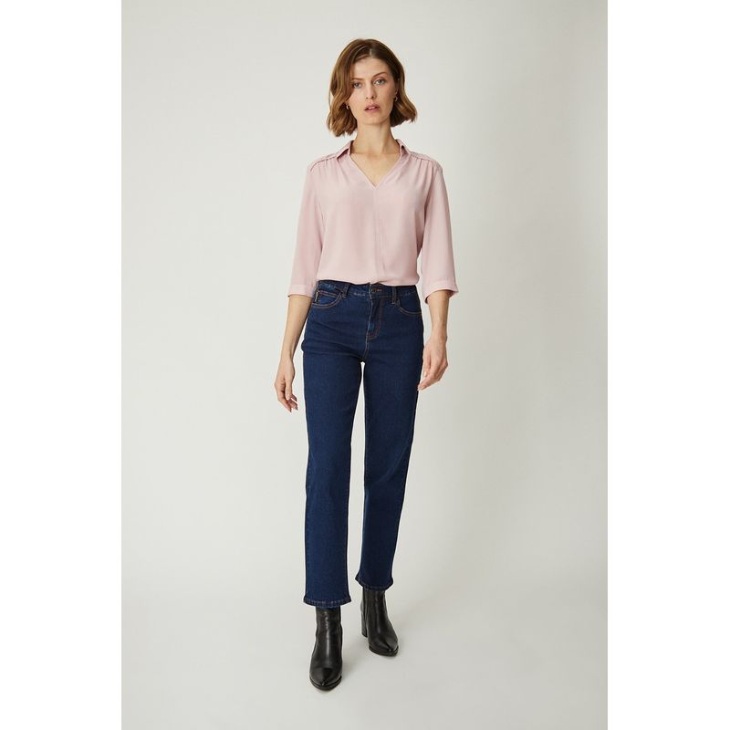 MA GRIFFE - Jeans Straight Azul Marino Mujer Magriffe