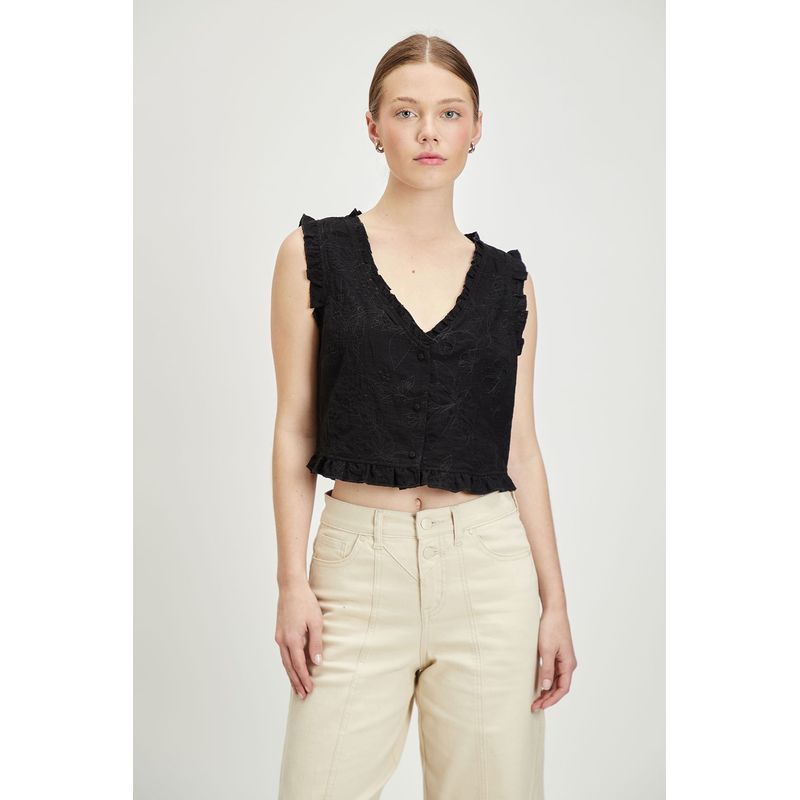 IO - Blusa Sin Mangas Negro Mujer Io