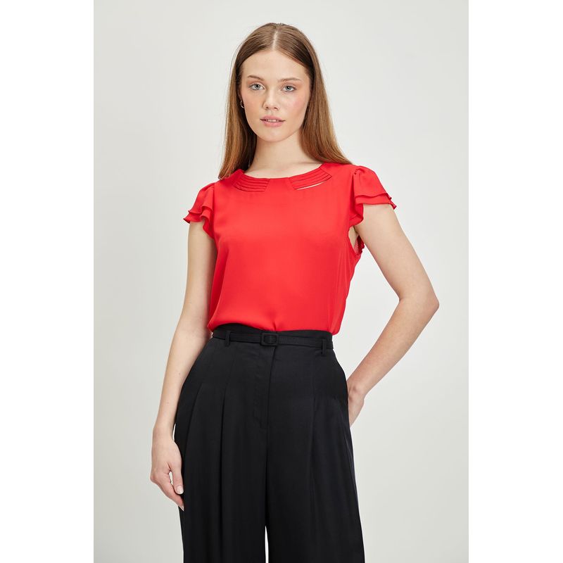 IO - Blusa Manga Corta Rojo Mujer Io