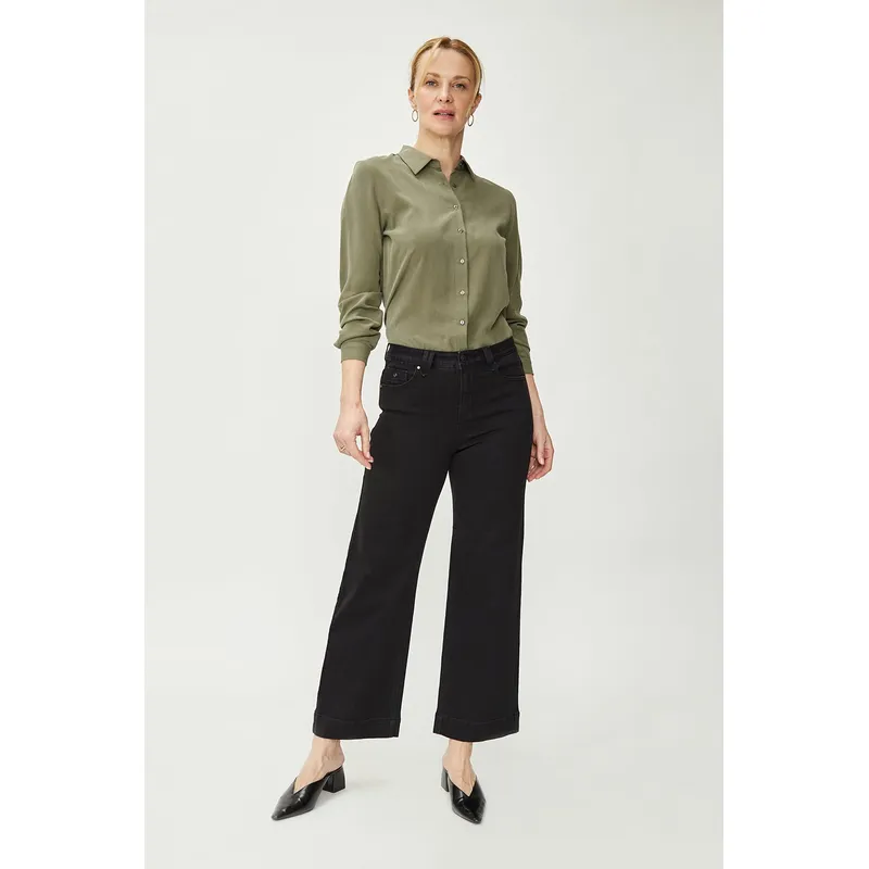 MA GRIFFE - Jeans Wide Negro Mujer Magriffe