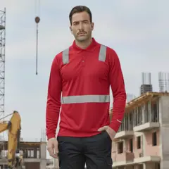 T WORLD - Polera Polo Manga Larga Reflectante Híbrida Cuello Piqué