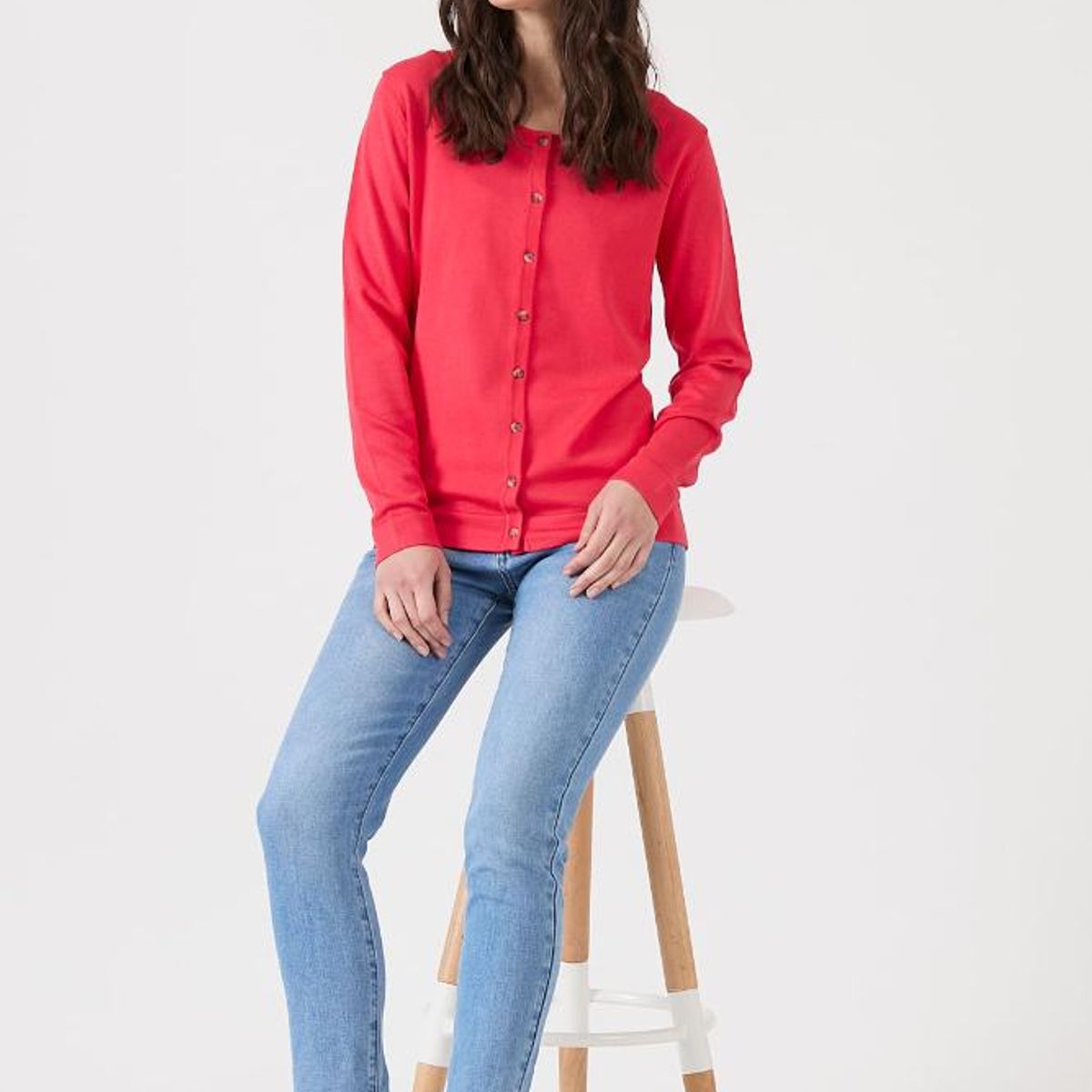 PRIVILEGE - Cardigan sandia manga larga PRIVILEGE - Rojo
