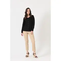 PRIVILEGE - Cardigan negro manga larga - Negro