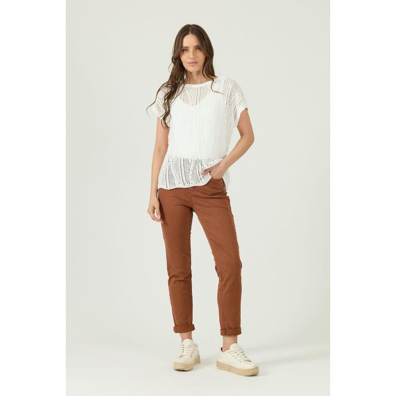 PRIVILEGE - Sweater blanco trenzas manga corta PRIVILEGE - Blanco