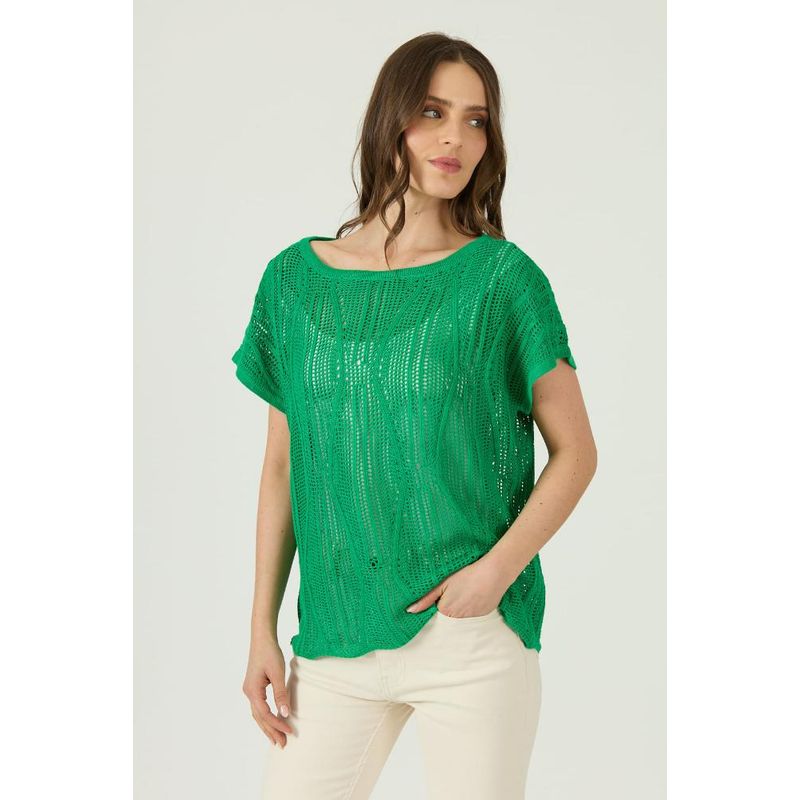 PRIVILEGE - Sweater verde trenzas manga corta PRIVILEGE - Verde
