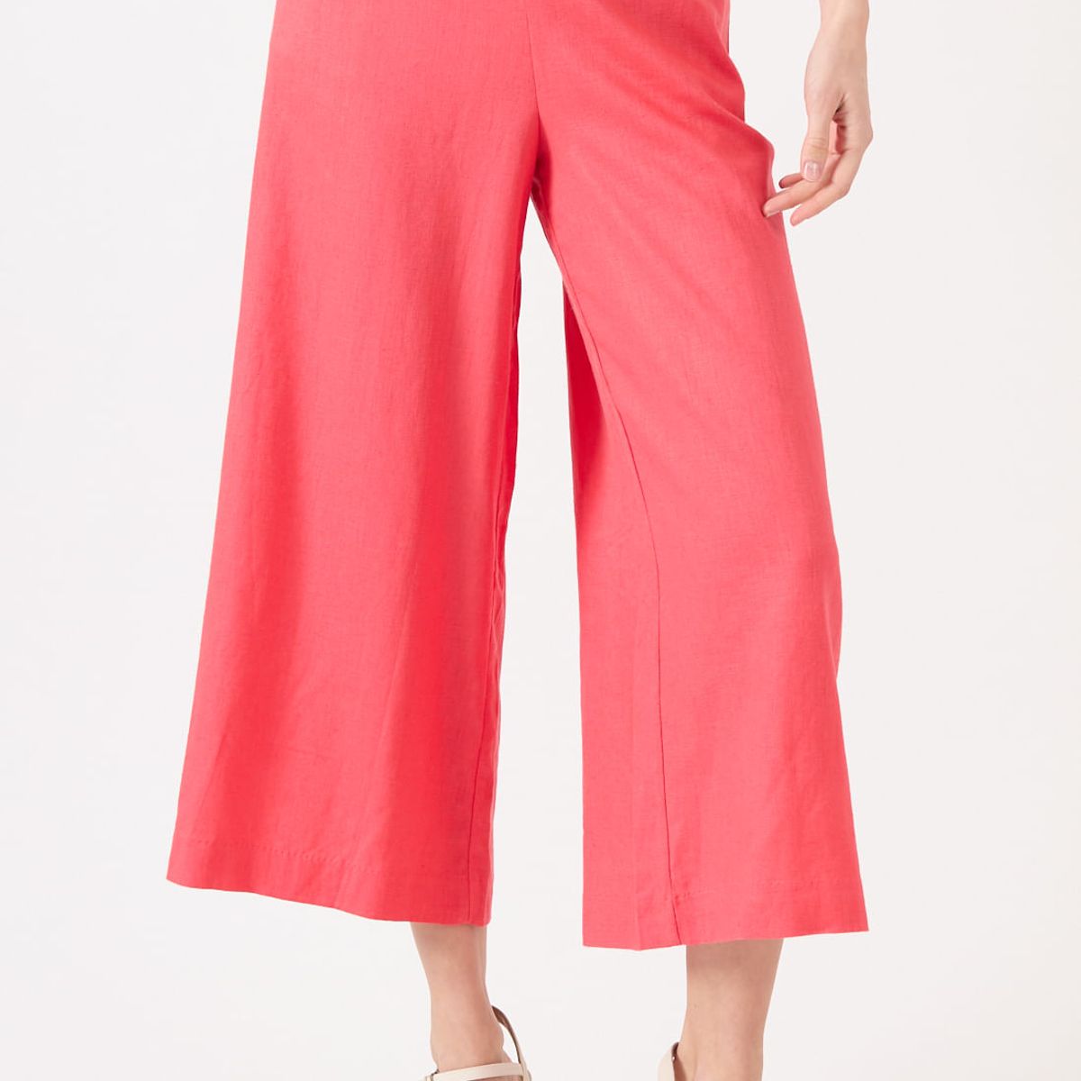 PRIVILEGE - Pantalon con lino palazzo coral 1485