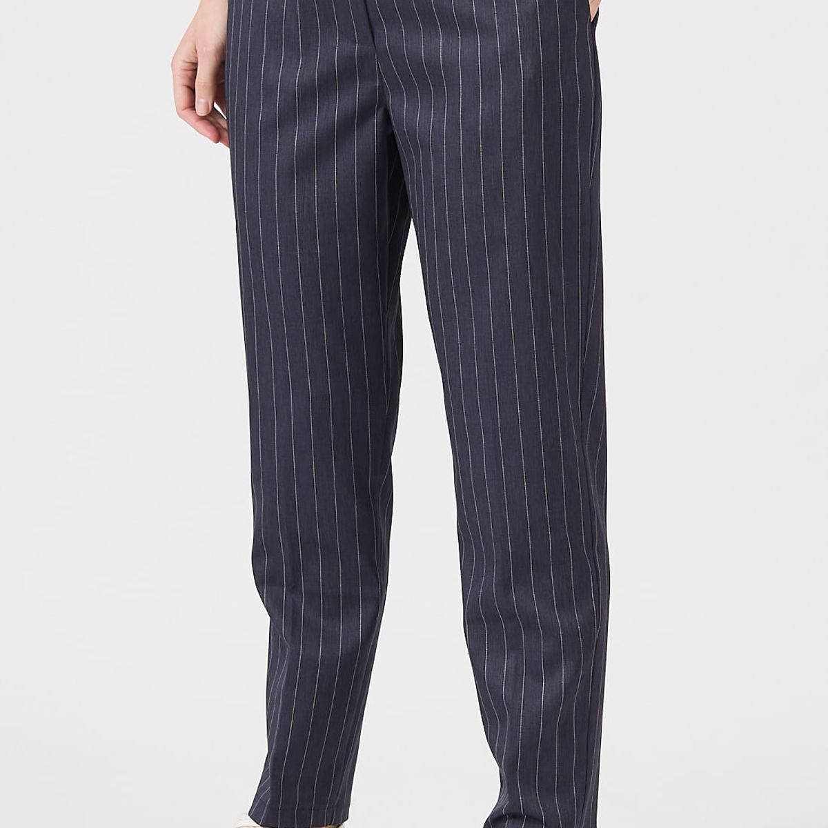 PRIVILEGE - Pantalon straight azul rayas 1093