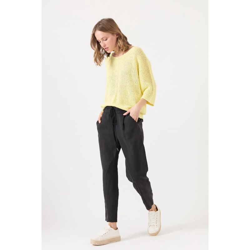 PRIVILEGE - Pantalon de tencel slim fit negro